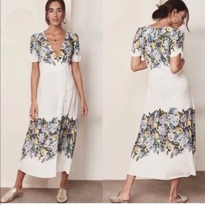 FREE PEOPLE Jaimie Floral Print Wrap Midi Dress Boho Prairie (Small)